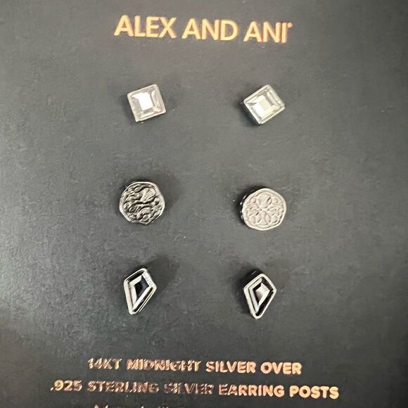 ALEX AND ANI Diamond Jet & Path Of‎ Life Stud Earring Set, NWT - Picture 3 of 12